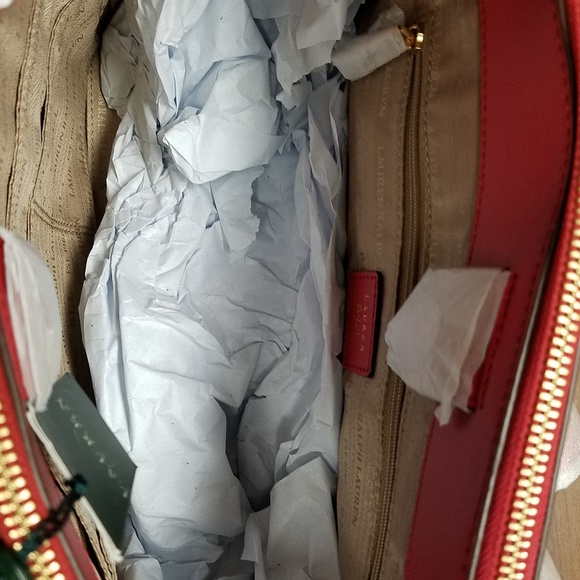 3X HOST PICK Ralph Lauren "Winifred" Red and Gold Leather Bag. - Picture 7 of 8